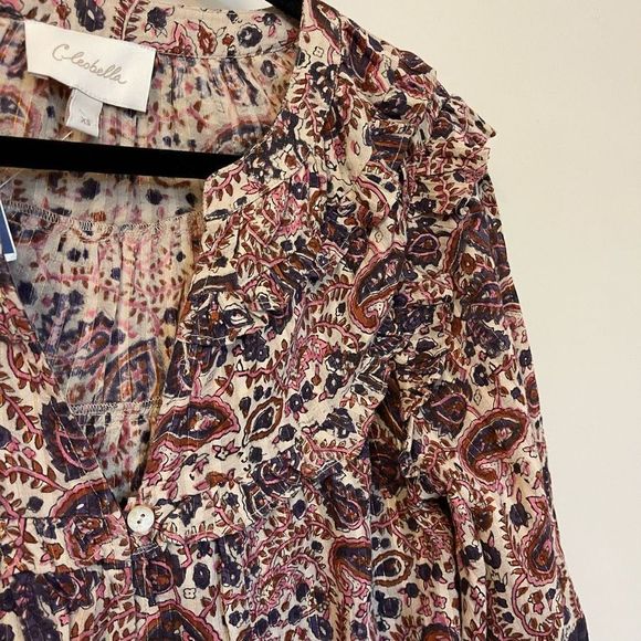 Cleobella Women Blouse V-neck Boho Cotton Organic Oversized Top Sz XS - Picture 7 of 14